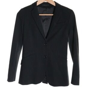 Theory Black Viscose Stretch Anore Tailor 2-Button Peak Lapel Blazer Jacket USA